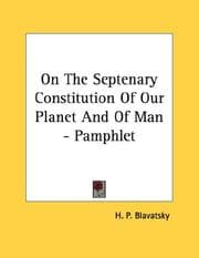 Tapa de On The Septenary Constitution Of Our Planet And Of Man - Pamphlet