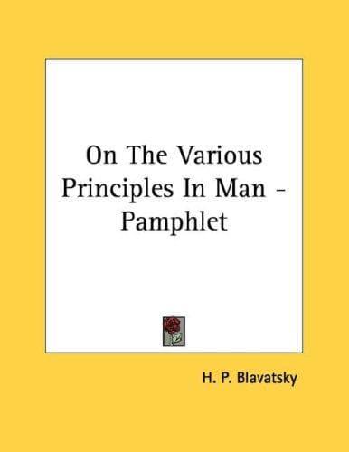 Tapa de On The Various Principles In Man - Pamphlet