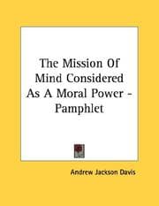 Tapa de The Mission Of Mind Considered As A Moral Power - Pamphlet