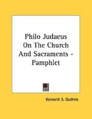 Tapa de Philo Judaeus On The Church And Sacraments - Pamphlet