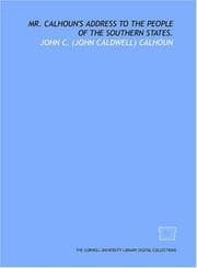 Tapa de Mr. Calhoun's address to the people of the Southern States