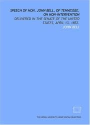 Tapa de Speech of Hon. John Bell, of Tennessee, on non-intervention