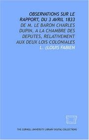 Tapa de Observations sur le rapport, du 3 avril 1833