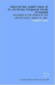 Tapa de Speech of Hon. Garrett Davis, of Ky., on the bill to equalize the pay of soldiers