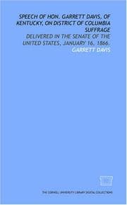 Tapa de Speech of Hon. Garrett Davis, of Kentucky, on District of Columbia suffrage