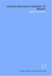 Tapa de Scientific relation of sociology to biology