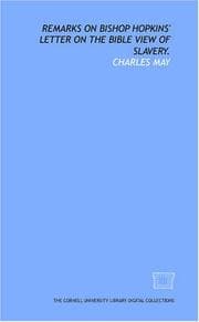 Tapa de Remarks on Bishop Hopkins' letter on the Bible view of slavery