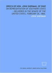 Tapa de Speech of Hon. John Sherman, of Ohio: on representation of southern states