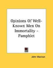 Tapa de Opinions Of Well-Known Men On Immortality - Pamphlet
