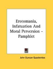Tapa de Erotomania, Infatuation And Moral Perversion - Pamphlet
