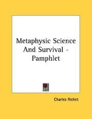 Tapa de Metaphysic Science And Survival - Pamphlet