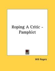 Tapa de Roping A Critic - Pamphlet