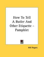 Tapa de How To Tell A Butler And Other Etiquette - Pamphlet