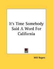 Tapa de It's Time Somebody Said A Word For California