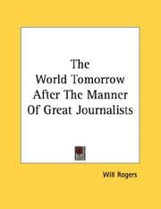 Tapa de The World Tomorrow After The Manner Of Great Journalists