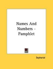 Tapa de Names And Numbers - Pamphlet