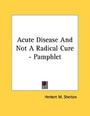 Tapa de Acute Disease And Not A Radical Cure - Pamphlet