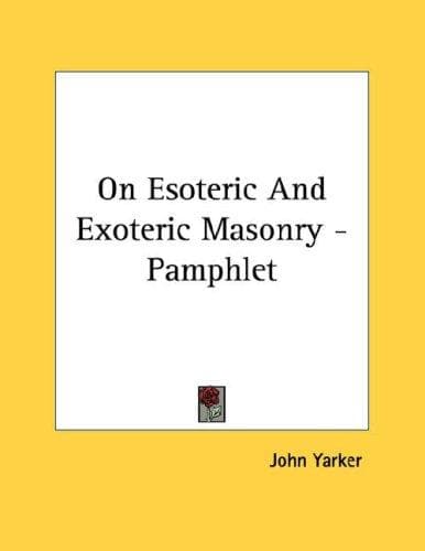 Tapa de On Esoteric And Exoteric Masonry - Pamphlet