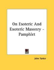 Tapa de On Esoteric And Exoteric Masonry - Pamphlet