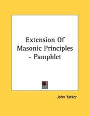 Tapa de Extension Of Masonic Principles - Pamphlet