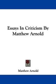 Tapa de Essays In Criticism By Matthew Arnold