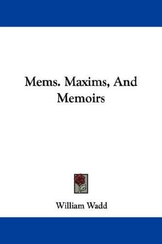 Tapa de Mems. Maxims, And Memoirs
