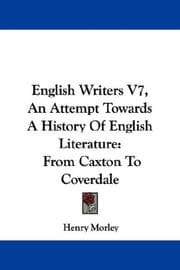Tapa de English Writers V7, An Attempt Towards A History Of English Literature