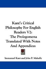 Tapa de Kant's Critical Philosophy For English Readers V2