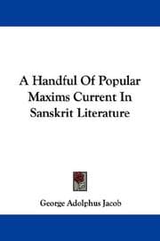 Tapa de A Handful Of Popular Maxims Current In Sanskrit Literature