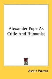 Tapa de Alexander Pope as critic and humanist