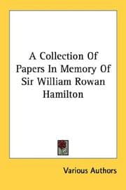 Tapa de A Collection Of Papers In Memory Of Sir William Rowan Hamilton