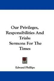 Tapa de Our Privileges, Responsibilities And Trials