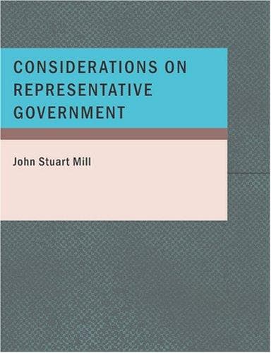 Tapa de Considerations on Representative Government (Large Print Edition)