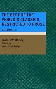 Tapa de The Best of the World's Classics; Restricted to Prose- Volume III