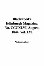 Tapa de Blackwood's Edinburgh Magazine, No. CCCXLVI, August, 1844, Vol. LVI