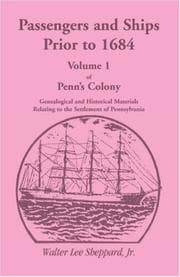 Tapa de Passengers and Ships Prior To 1684 : Volume 1 of Penn's Colony