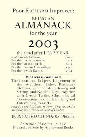 Tapa de Poor Richard's Almanack for 2003