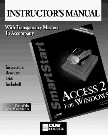 Tapa de Access 2 for Windows Smartstart Instructors Manual