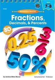 Tapa de Fractions, Decimals and Percents Homework Booklet, Grades 7 - 8