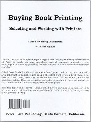 Tapa de Buying Book Printing Selecting and Working With Printers