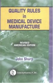 Tapa de Quality Rules in Medical Device Manufacture