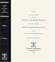 Tapa de List Of Editions Of The Holy Scriptures