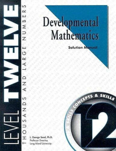 Tapa de Developmental Mathematics Solution Manual, Level 12. Thousands and Large Numbers