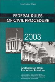 Tapa de Clermont's Federal Rules of Civil Procedure, 2003 (Statutory Supplement)