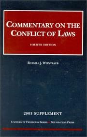 Tapa de Commentary on the Conflict of Laws, 2003 Supplement (University Textbook Series)