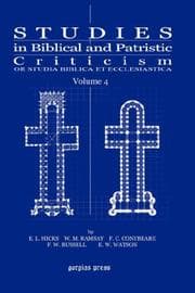 Tapa de Studies in biblical and patristic criticism