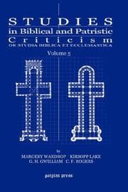 Tapa de Studies in Biblical and Patristic Criticism