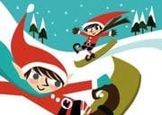 Tapa de Snowboarding Elves Boxed Holiday Cards