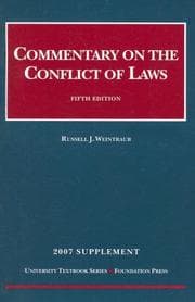 Tapa de Commentary on the Conflict of Law, 2007 Supplement