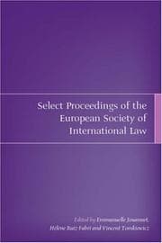 Tapa de Select Proceedings of the European Society of International Law, Volume 1 2006